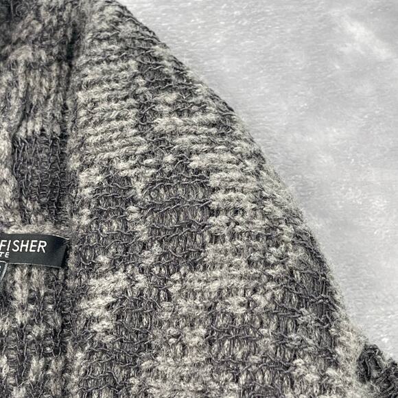 Eileen Fisher Cardigan Womens PS Petite Small Gray Black Print Wool Linen Camel - Picture 4 of 16